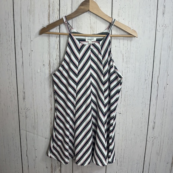 NWT Umgee Striped Tank Top Metallic Stripes Size Small Adjustable straps - Picture 8 of 12